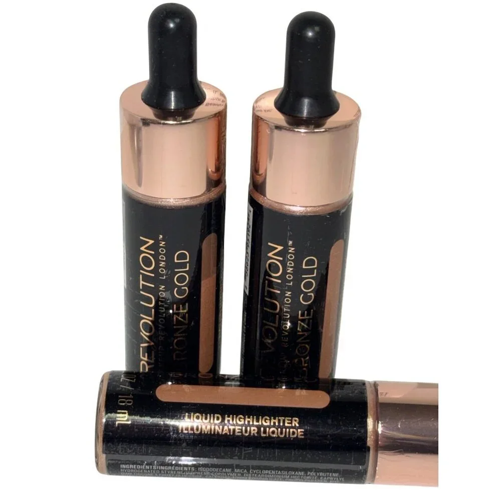 Makeup Revolution Bronze Gold Liquid Highlighter 0.61oz / 18g – Lot of 3 – New